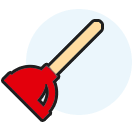 icon of a plunger to symbolize the plumbing industry uses Zip Solutions field service software